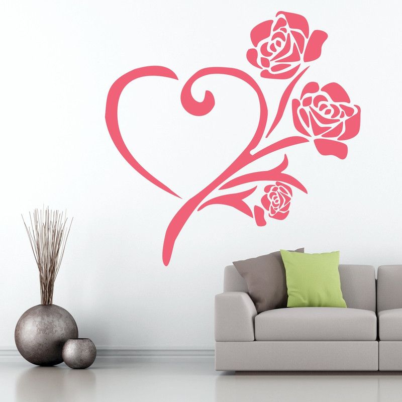 StickMe 50 cm Love Heart Rose Wall Sticker - SM 425 Self Adhesive Sticker  (Pack of 1)