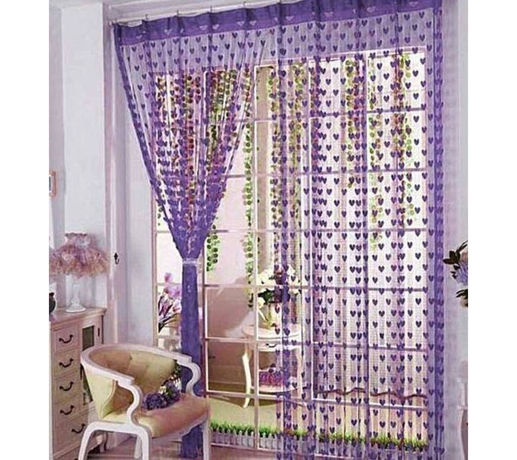 Handloomhub Purpel Heart Net Curtains 2 Pcs