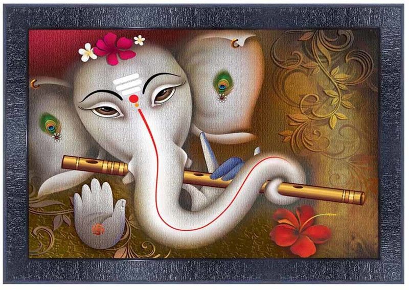 pnf Ganeshji Frames Wood Photo Frames with Acrylic Sheet (Glass)4453- Digital Reprint 10 inch x 14 inch Painting  (With Frame)