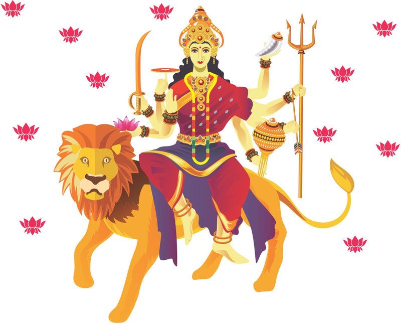 JSS DECORATIONS DESIGNS 72 cm Goddess Durga Wall Sticker Item Size: 72cm x89cm Self Adhesive Sticker  (Pack of 1)