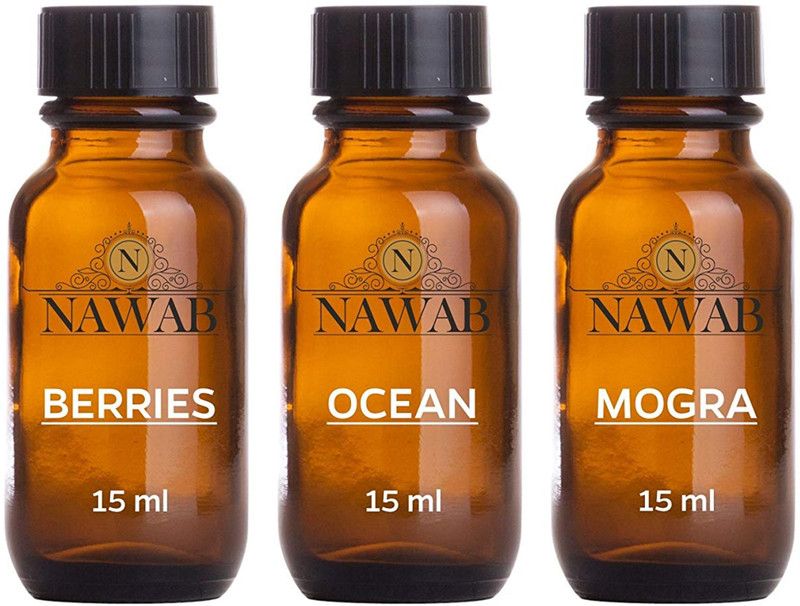 NAWAB Essential Aroma Diffuser Oil berries,ocean,mogra 15ml Each Aroma Oil  (3 x 5 ml)