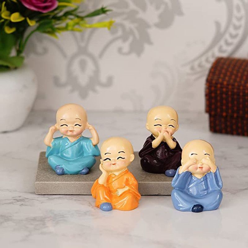 Probang Showpiece Figurine Monk Decorative Showpiece - 5 cm  (Polyresin, Multicolor)