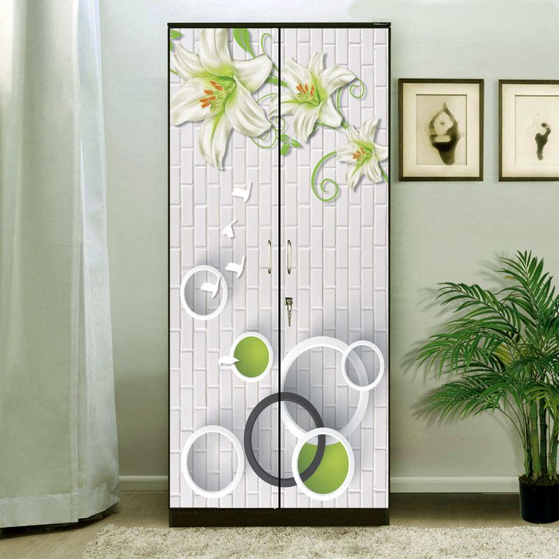 WallDaddy 213.36 cm Gola Flower Almirah Self Adhesive Sticker  (Pack of 1)