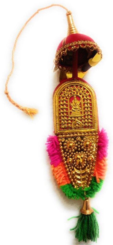 HOIVA ( Pack of 1)Nettipattam HeadHanging of The Elephants with Ganesh & Vishnu Decorative Showpiece - 22 cm  (Polyresin, Multicolor)