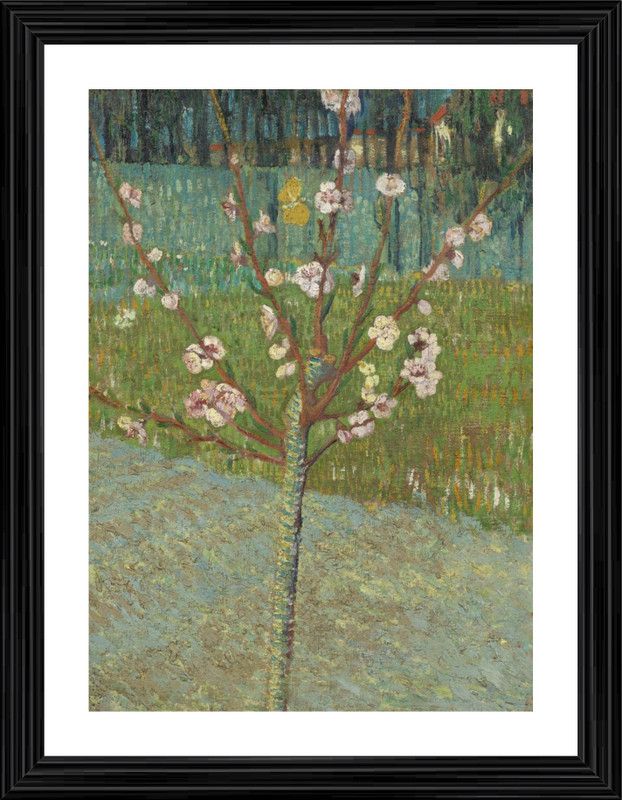 DecorAdventures *Peach Tree in Blossom (1888) * by Van Gogh. Digital Reprint 24 inch x 18 inch Painting  (With Frame)