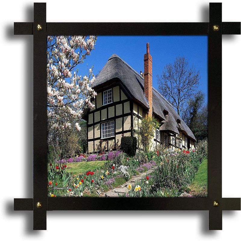 Poster N Frames Cross Wooden Frame Hand-Crafted with photo of Landscape Scenary Digital Reprint 16.5 inch x 16.5 inch Painting  (With Frame)