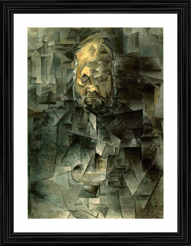 DecorAdventures *Portrait of Ambroise Vollard* (1910) by Pablo Picaso, Matt Satin Digital Reprint 24 inch x 18 inch Painting  (With Frame)