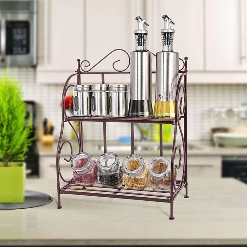 FlipsShoppee Wall shelf Rack wrought iron wall mounted shelf Iron Wall Shelf (Number of Shelves - 2, Brown) Iron Wall Shelf  (Number of Shelves - 2, Brown)