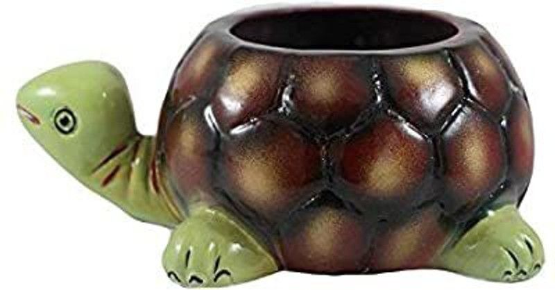 LOF Ceramic Vase  (2.7 inch, Green, Brown)