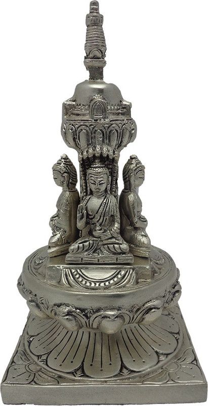 ART N HUB Brass Buddha in Various Mudras (size H-23 C.M.) Decorative Showpiece - 23 cm  (Brass, Silver)