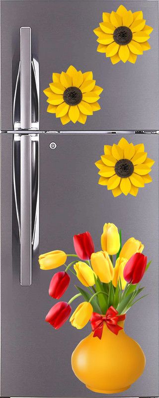 PRIME HOME DECOR 90 cm Flower Fridge Sticker Self Adhesive Sticker  (Pack of 1)