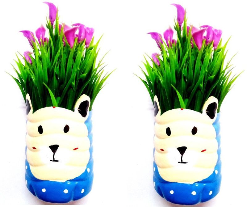 Green Plant indoor Flower2311 Wild Artificial Plant with Pot  (7 cm, Multicolor)