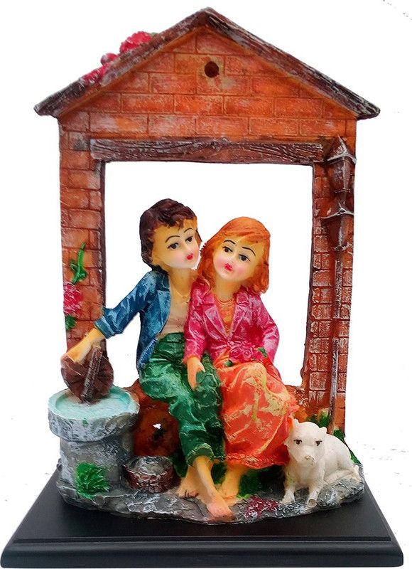 ART N HUB Valentine Romantic Love couple Statue Home Décoration Gift Item Decorative Showpiece - 24 cm  (Earthenware, Multicolor)
