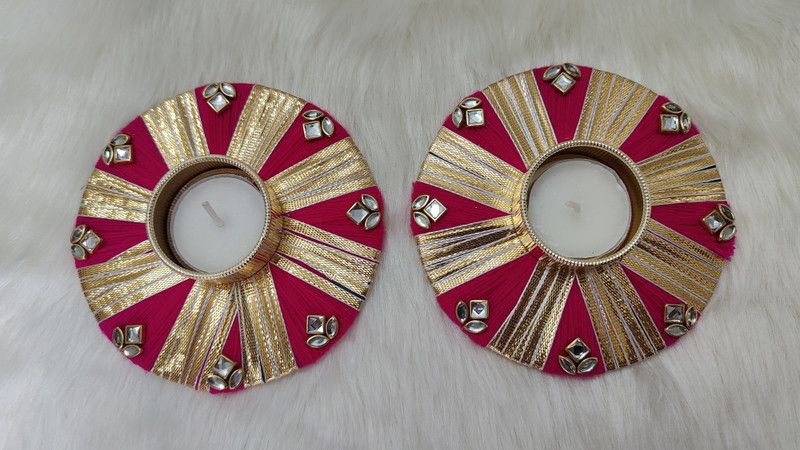 Shetu homemade Diwali Diya for Diwali Pooja, Navratri Pooja, Home decoration(2 Pack) Gold Plated (Pack of 2) Table Diya  (Height: 1 inch)