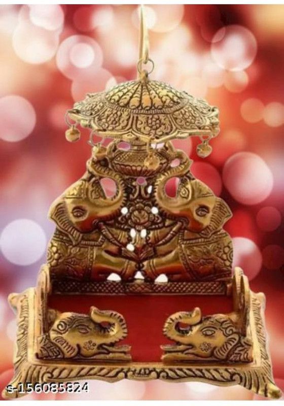 LOTUS RISE jhula laddugopal Decorative Showpiece Decorative Showpiece - 18 cm  (Metal, Gold)