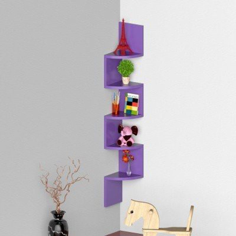 NEWOOD HANDICRAFT MDF (Medium Density Fiber), Wooden Wall Shelf  (Number of Shelves - 5, Purple)