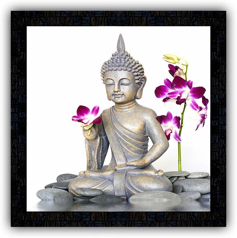 Poster N Frames framed poster of Buddha-18061 Digital Reprint 14 inch x 14 inch Painting  (With Frame)