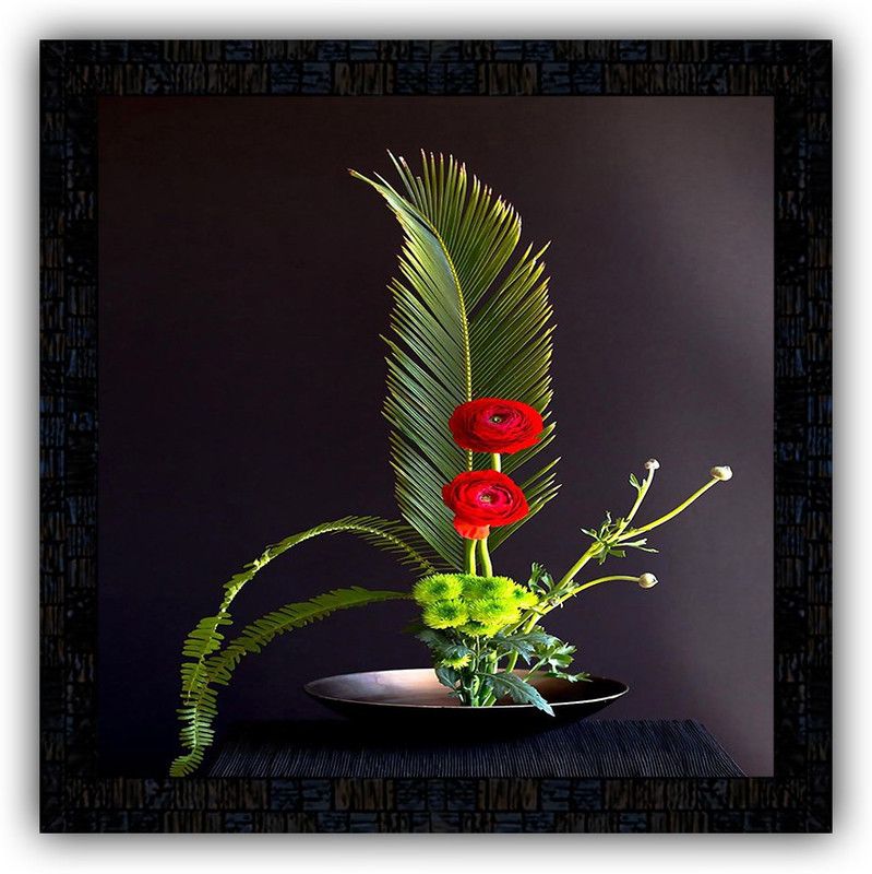 Poster N Frames framed poster of Flower floral-25461 Digital Reprint 14 inch x 14 inch Painting  (With Frame)