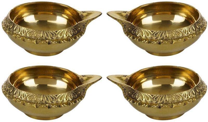 SH RETAIL Brass (Pack of 4) Table Diya Set  (Height: 2 inch)