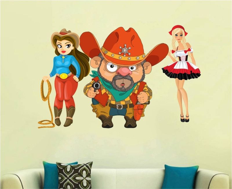 MADHUBAN DECOR 84 cm GROUP CARTOON Self Adhesive Sticker  (Pack of 1)