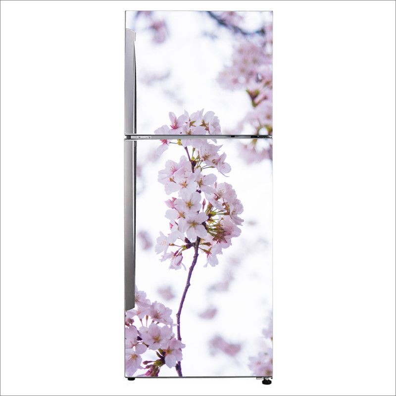 K2A Studio 60 cm Beautiful white flower with blurr Bckground fridge sticker Self Adhesive Sticker  (Pack of 1)