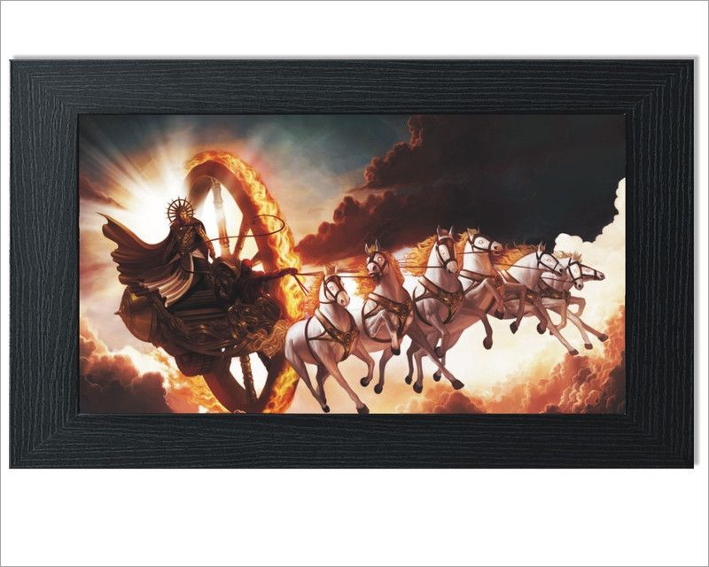Jump up 75 cm Lord suryadev with seven horses in the frame, Wall sticker Self Adhesive Sticker  (Pack of 1)