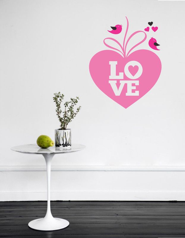 Lakshit Enterprises 66 cm abstract decorative lovely birds with heart wall sticker Self Adhesive Sticker  (Pack of 1)