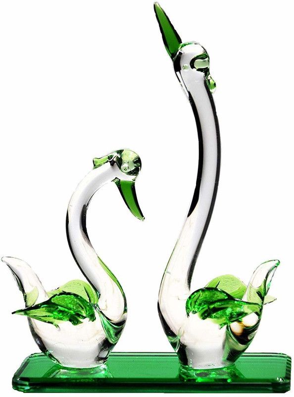 OMTRDERS \Loving Bird Glass Statue For Home And Office decor Decorative Showpiece - 30 cm  (Glass, Multicolor)