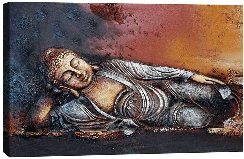 Wrap Up Box Sleeping Buddha Canvas Painting 20x14 (6600) Canvas 14 inch x 20 inch Painting  (With Frame)