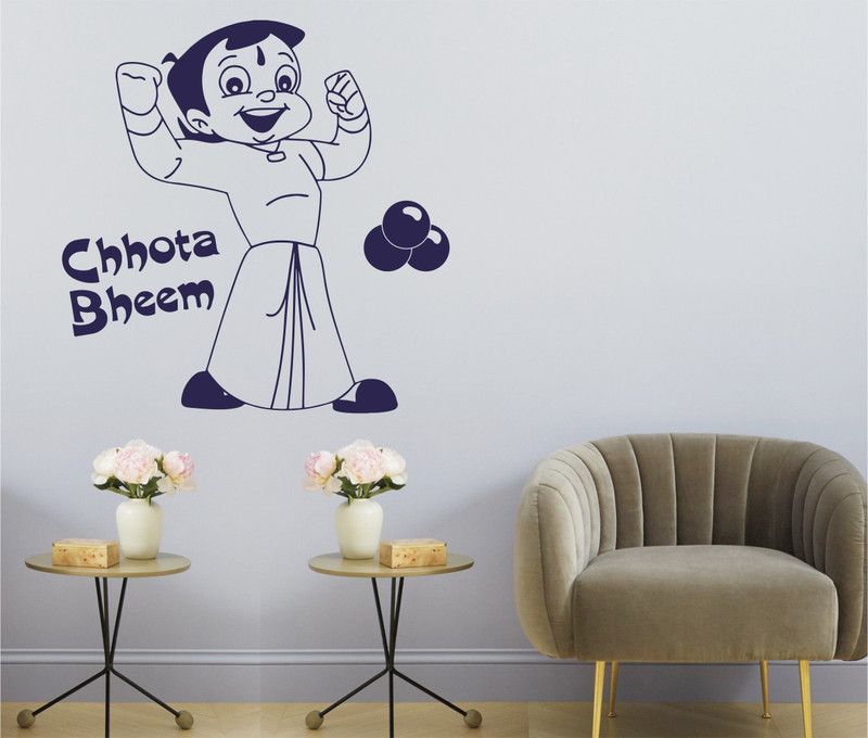 Nimmy Home Decor 78 cm Chota Bheem with Laddu Self Adhesive Sticker  (Pack of 1)