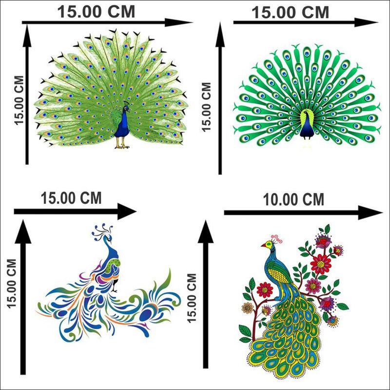 skgraphics 15 cm Peacock switch wall sticker Self Adhesive Sticker  (Pack of 4)