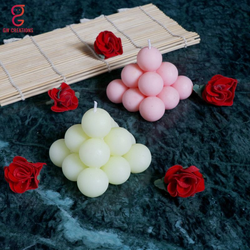 GW Creations Handmade Pyramid Strawberry Jasmine Candle Candle  (Pink, Multicolor, Pack of 2)