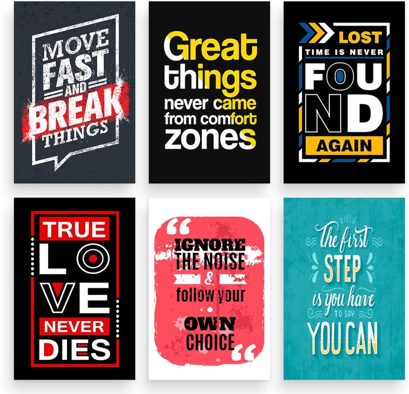 PRINTHUBS 60.96 cm Motivational Quote Poster For Room Home office Gym Wall Decor (Size24x18 In)s27 Self Adhesive Sticker  (Pack of 6)