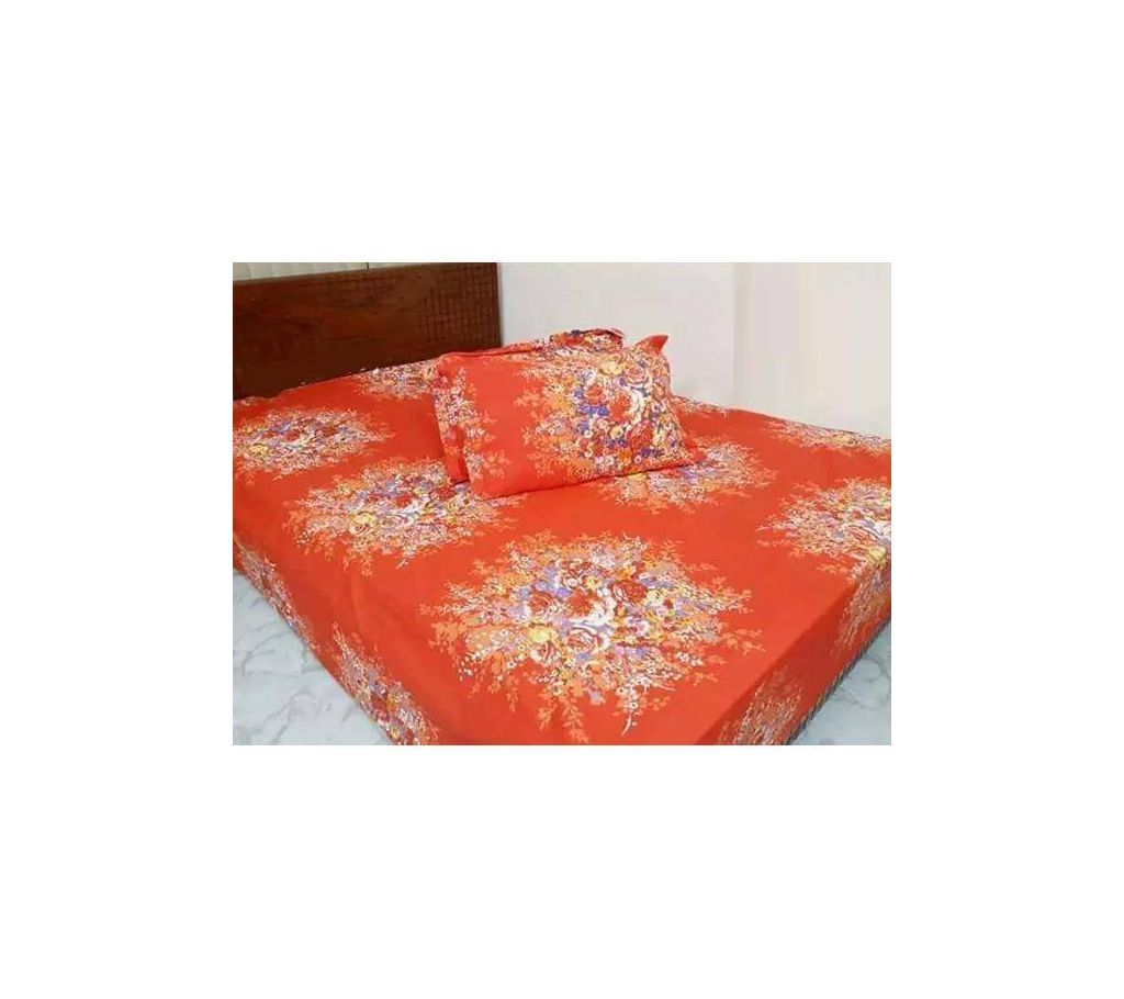 Double Size Cotton Bed Sheet with Matching 2 Pillow Covers - Multicolor bed-04