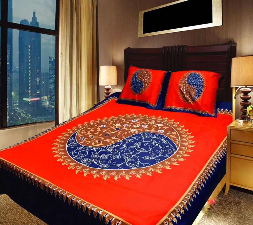 Panel Bedsheet - Blue and Brown Jaijitu - ANJ