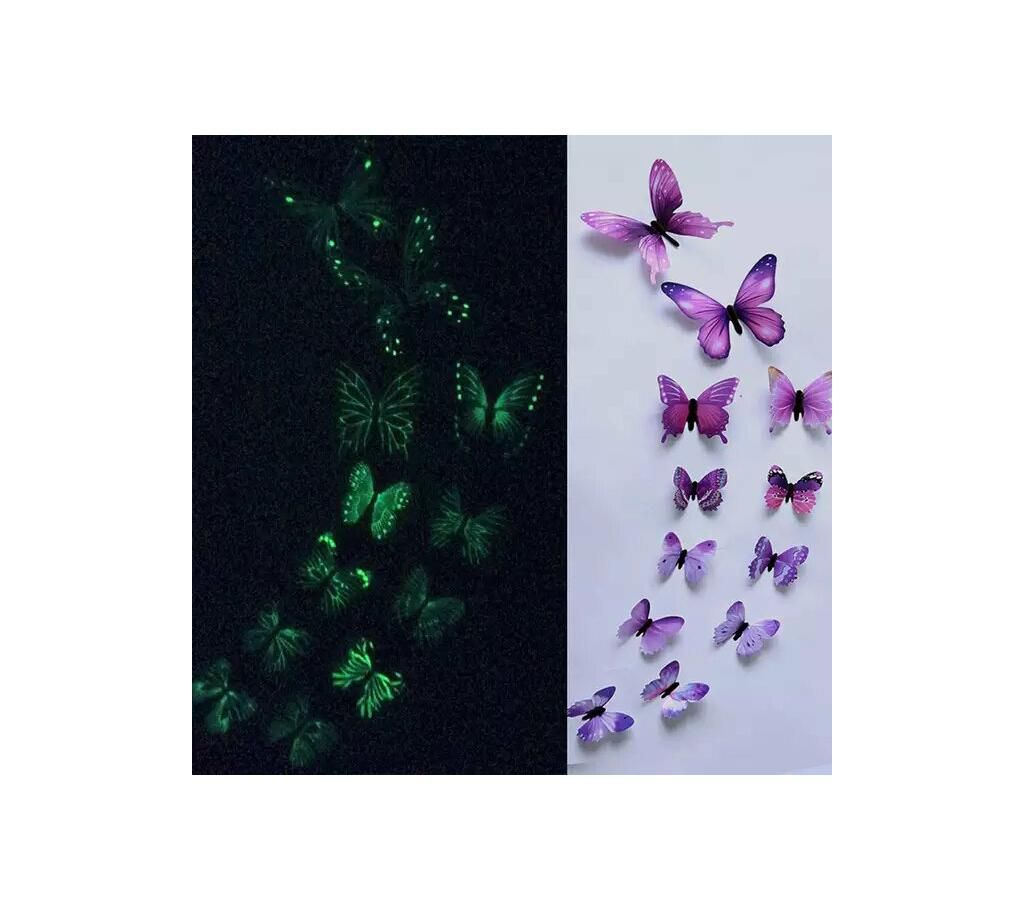 12pcs Luminous Butterfly Wall Stickers Decorations 3D Rainbow Stickers wall decor Animals Refrigerator Stickers Home Decor