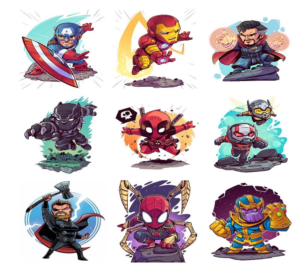 Marvel & DC comics cartoon stickers (15 pcs)