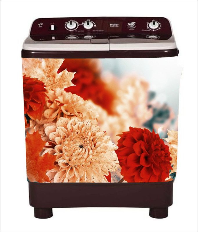 Khatwal Enterprises 60 cm decortive red flower washing machine sticker Self Adhesive Sticker  (Pack of 1)
