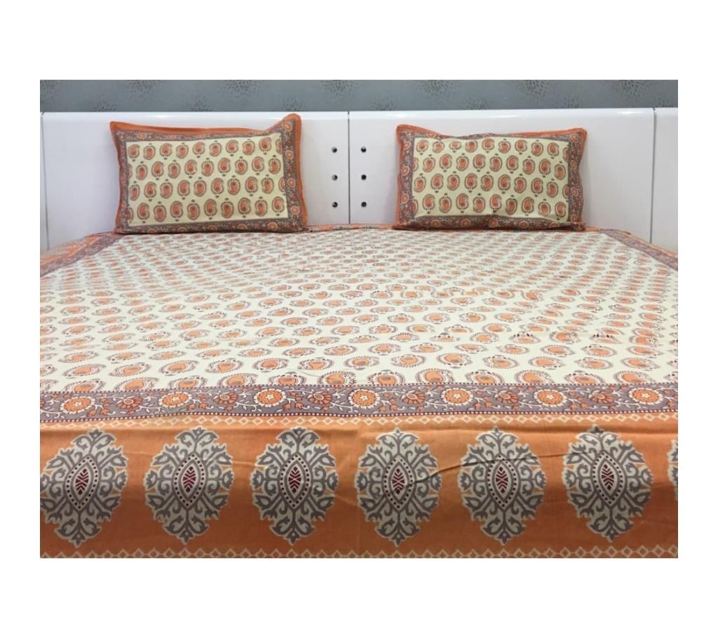 Pale Mango Double Bedsheet Cotton Double Bedsheet For Your Comfort by Ivoryniche