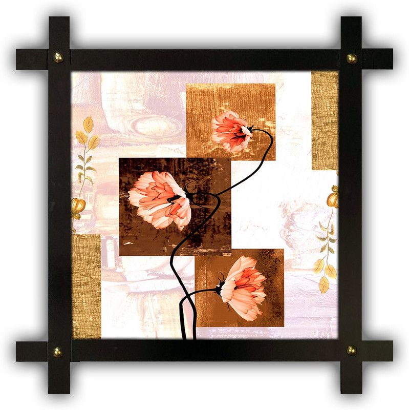 Poster N Frames Cross Wooden Frame Hand-Crafted with photo of Flower (floral) 17535-crossframe Digital Reprint 16.5 inch x 16.5 inch Painting  (With Frame)