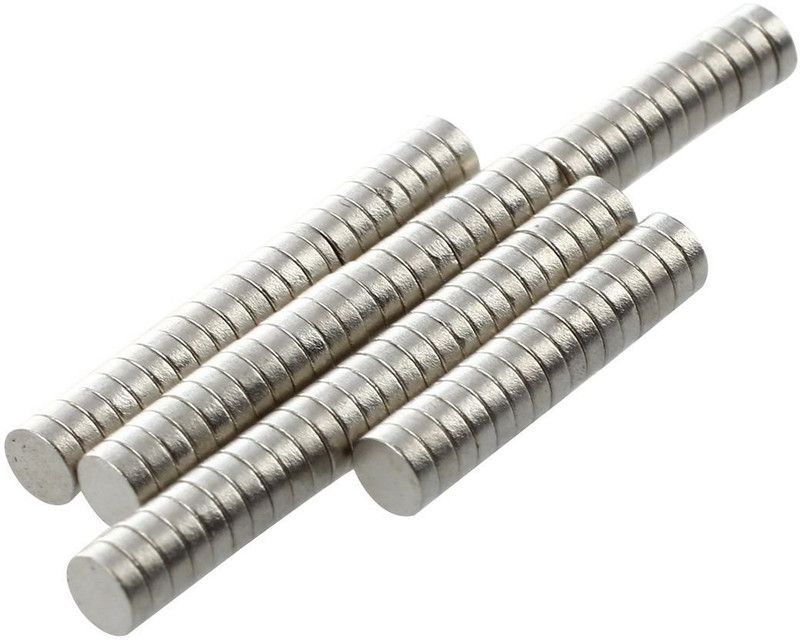ART IFACT 150 Pieces of 4mm x 1.5mm Neodymium Magnets - N52 Disc / Cylindrical magnets - Rare Earth NdfeB Fridge Magnet, Multipurpose Office Magnets, Magnetic Paper Holder Pack of 150  (Silver)