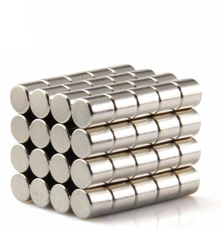 ART IFACT 50 Pieces of 5mm x 5mm Neodymium Magnets - N52 Cylindrical magnets - Rare Earth NdfeB Fridge Magnet, Multipurpose Office Magnets, Magnetic Paper Holder Pack of 50  (Silver)