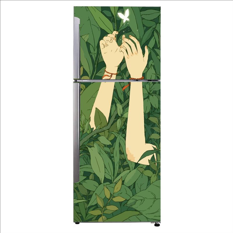 K2A Studio 60 cm Green Wood Forest Love Butterfly Illustration Art Self Adhesive Sticker  (Pack of 1)