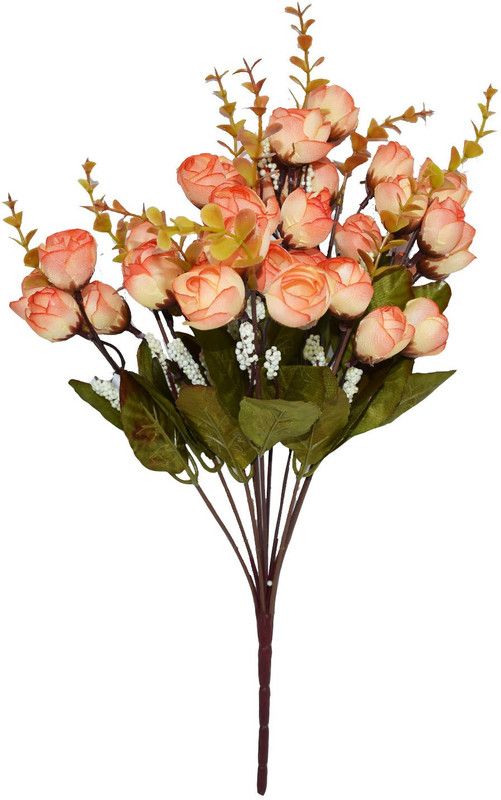 ALLNAYAK Beautiful Decorative Artificial Rose Flower Arrangement Bouquet for Home Décor Orange Rose Artificial Flower  (15 inch, Pack of 24, Flower Bunch)