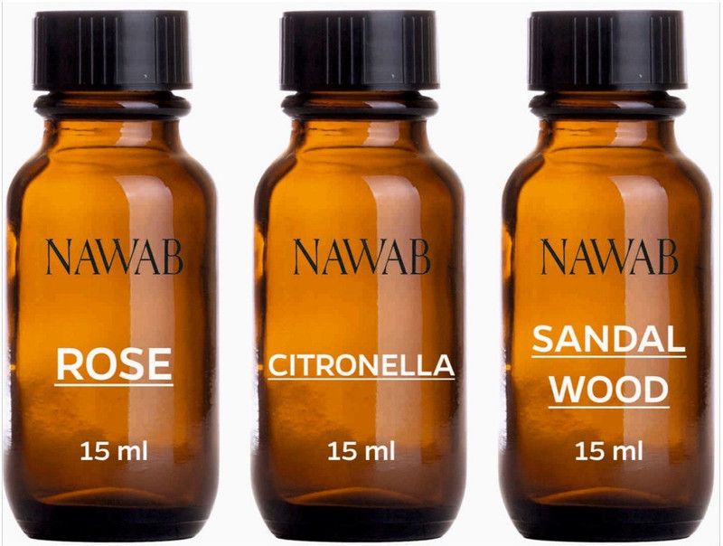 NAWAB essential aroma Diffuser oil(Rose,Citronella,Sandalwood-15ml each) Aroma Oil