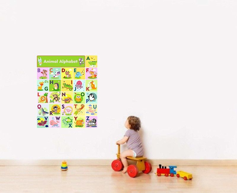 Asmi Collections 72 cm Capital Letters Alphabets with Picture Self Adhesive Sticker  (Pack of 1)