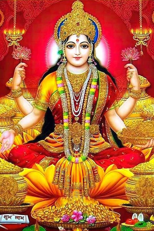 Goddess Lakshmi Maa Religious Waterproof Vinyl Sticker Poster || (24 inch X 36 inch) btcan2942-3 Fine Art Print  (36 inch X 24 inch, Rolled)