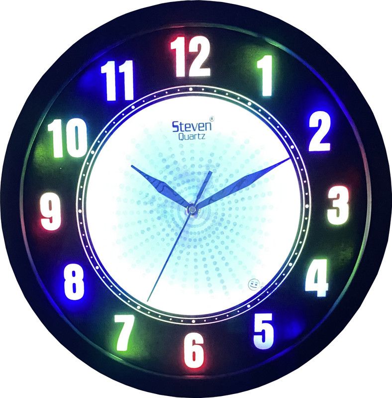 steven quartz llp Analog-Digital 30 cm X 30 cm Wall Clock  (Black, With Glass, Standard)