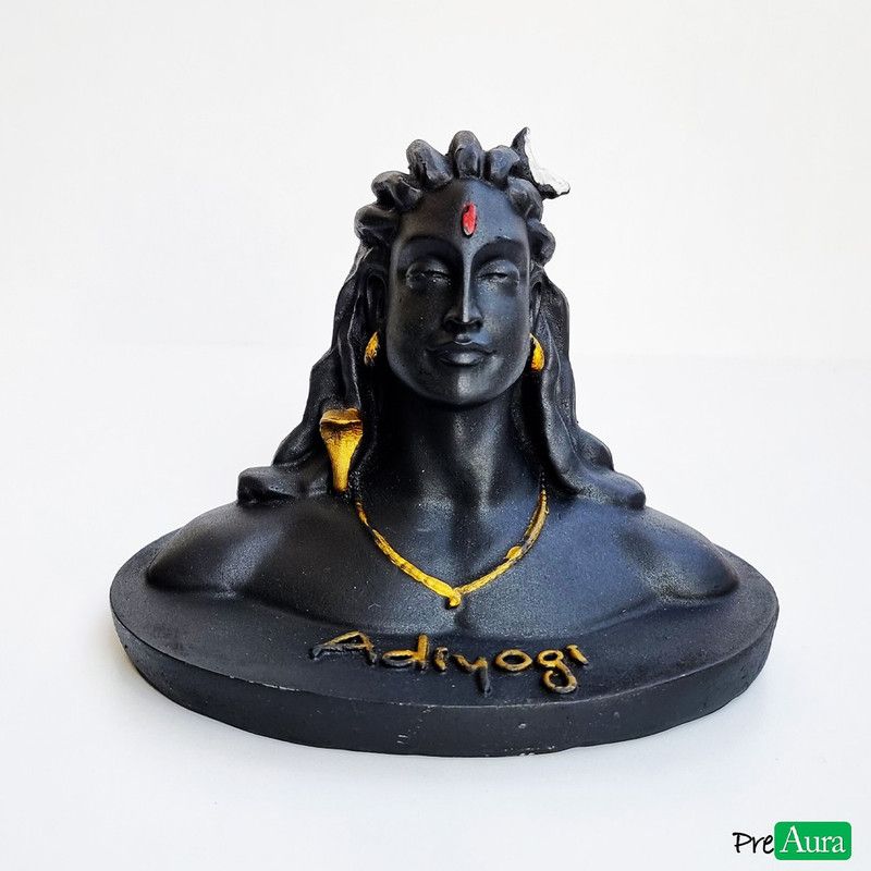 Preaura Adiyogi Decorative Showpiece - 12 cm  (Polyresin, Black)