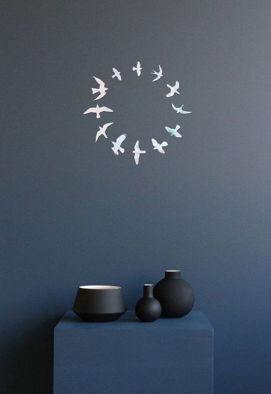 Aalam Designs 20.32 cm decorative flying birds circle shape silver acrylic sticker Self Adhesive Sticker  (Pack of 1)